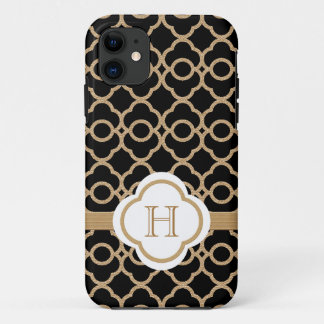 Case-Mate iPhone Case Marocain décoré d'un monogramme de noir et d'or