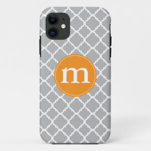 Coque Case-Mate Pour iPhone Marocain gris élégant Quatrefoil personnalisé