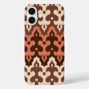 iPhone 16 Plus Case Marocaine Ikat Damask, Brown, Taupe & Rouille