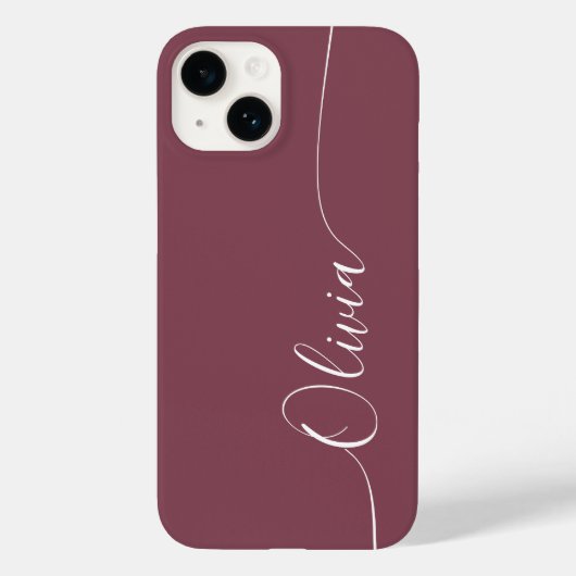 Coques Case-Mate iPhone Maroon Blanc Élégant Calligraphie Nom du script (Verso)