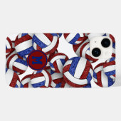 Coques Case-Mate iPhone Maroon bleu monogrammed girly volleyballs motif (Verso (horizontal))