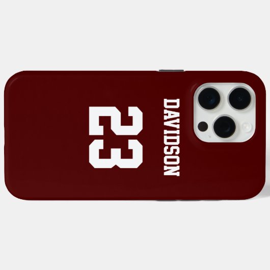 Coques Case-Mate iPhone Maroon et White Custom Jersey Nom Numéro (Verso (horizontal))