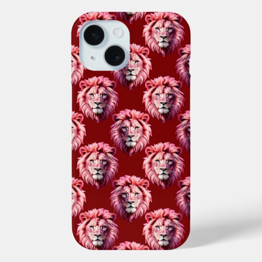 Coques Case-Mate iPhone Maroon Pink Lion Head Design  (Verso)