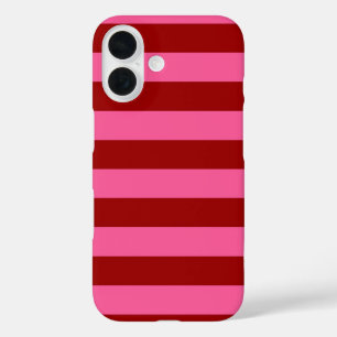 Coques iPhone 16 Maroon Rouge rose rayures Design