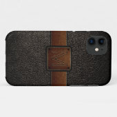 Coques Case-Mate iPhone Marque marron en cuir noir (Dos (Horizontal))