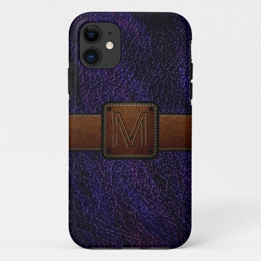 Coques Case-Mate iPhone Marque marron foncé en cuir violet (Dos)
