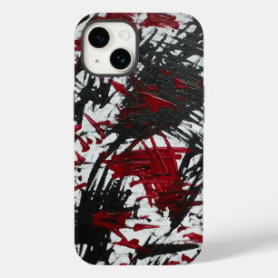 Coque Pour iPhone 14 Marques Abstraites en noir et rouge