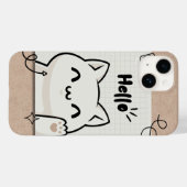 Coques Case-Mate iPhone Marron bonjour chat mignon design esthétique vinta (Verso (horizontal))
