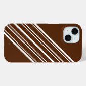 Coques Case-Mate iPhone Marron Chocolat avec Rayures Blanches (Verso (horizontal))