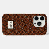 Coques Case-Mate iPhone Marron Cuir Diamant Monogrammé (Verso (horizontal))