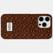 Coques Case-Mate iPhone Marron Cuir Diamant Monogrammé (Verso (horizontal))