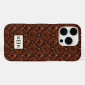 Coques Case-Mate iPhone Marron Diamant Cuir Monogrammé (Verso (horizontal))