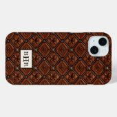 Coques Case-Mate iPhone Marron Diamant Cuir Monogrammé (Verso (horizontal))