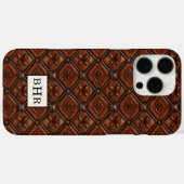 Coques Case-Mate iPhone Marron Diamant Cuir Monogrammé (Verso (horizontal))