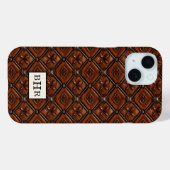 Coques Case-Mate iPhone Marron Diamant Cuir Monogrammé (Verso (horizontal))