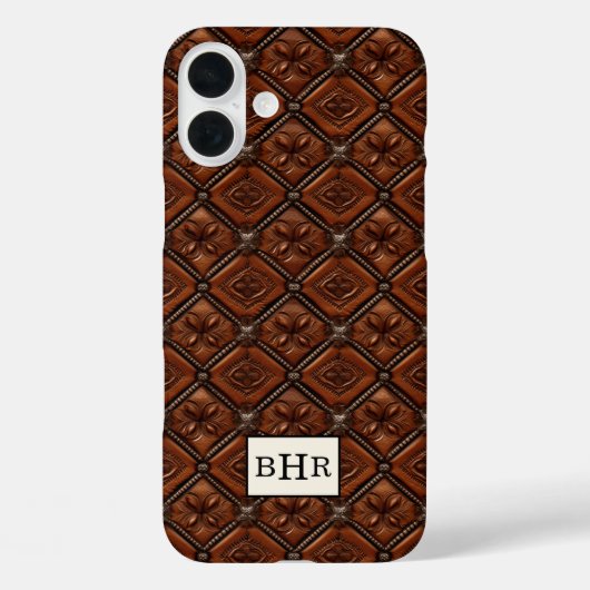 Coques Case-Mate iPhone Marron Diamant Cuir Monogrammé (Verso)
