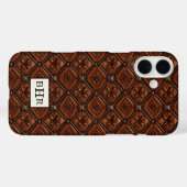 Coques Case-Mate iPhone Marron Diamant Cuir Monogrammé (Verso (horizontal))