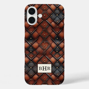 Coques iPhone 16 Plus Marron Diamant Cuir Vintage Monogrammé