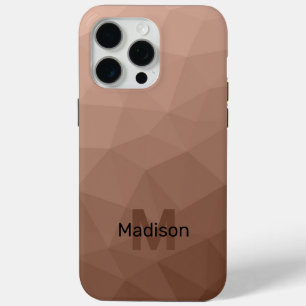 Coque iPhone 15 Pro Max Marron Moka motif en maille géométrique Monogramme