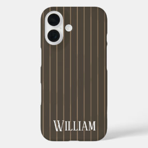 Coques iPhone 16 Marron personnalisé rayures rétro