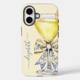 Coques iPhone 16 Martini au Citron Élégant Monogrammé
