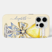 Coques Case-Mate iPhone Martini au Citron Élégant Monogrammé (Verso (horizontal))