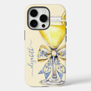 Coques iPhone 16 Pro Martini au Citron Élégant Monogrammé