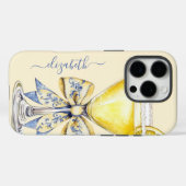 Coques Case-Mate iPhone Martini au Citron Élégant Monogrammé (Verso (horizontal))