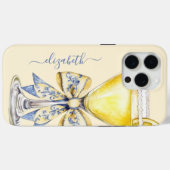 Coques Case-Mate iPhone Martini au Citron Élégant Monogrammé (Verso (horizontal))