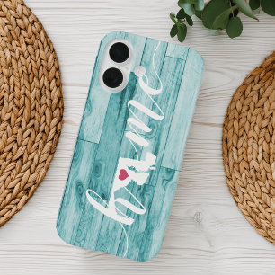 Coques iPhone 16 Maryland Accueil État Turquoise Look bois