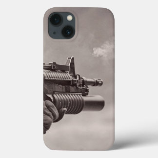 Coques Pour iPhone Masculine de sous-mitrailleuse Soldat noir et blan