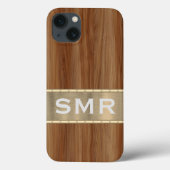 Coques Case-Mate iPhone Masculine Métal apparence bois Monogramme Initiale (Verso)