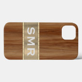 Coques Case-Mate iPhone Masculine Métal apparence bois Monogramme Initiale (Verso (horizontal))