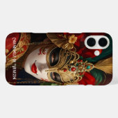Coques Case-Mate iPhone Masque de Carnaval de Venise rouge vert or (Verso (horizontal))