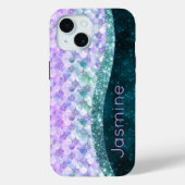 Coques Case-Mate iPhone Masque de peau de sirène turquoise argent faux par (Verso)