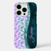Coques Case-Mate iPhone Masque de peau de sirène turquoise argent faux par (Verso)