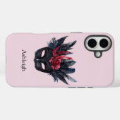 Coques Case-Mate iPhone Masque de plumes rouges noires (Verso (horizontal))