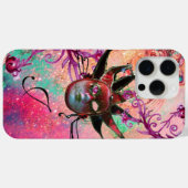 Coques Case-Mate iPhone MASQUE JESTER ROUGE NOIR Mascarade Monogramme rose (Verso (horizontal))