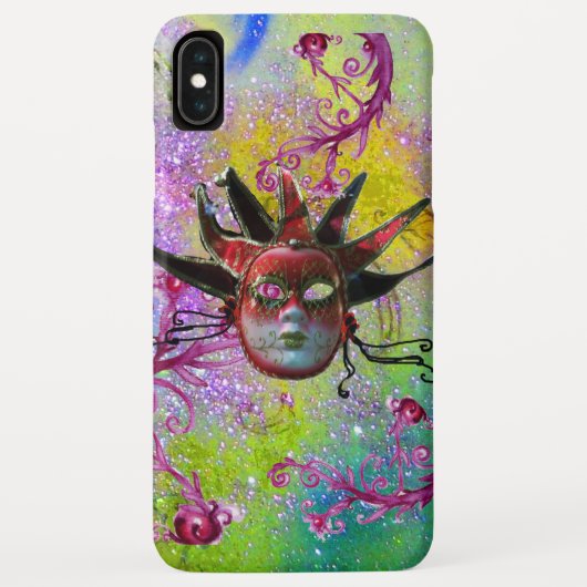 Coques Case-Mate iPhone MASQUE JESTER ROUGE NOIR Mascarade violet vert (Dos)