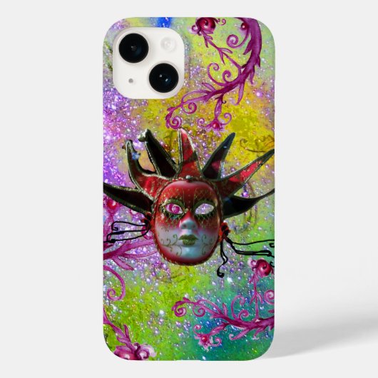 Coques Case-Mate iPhone MASQUE JESTER ROUGE NOIR Mascarade violet vert (Verso)