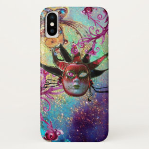 Etui iPhone Case-Mate MASQUE JESTER ROUGE NOIR Masquerade Party Vert Ble