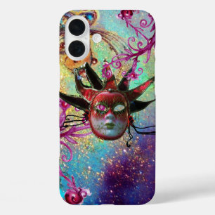 iPhone 16 Plus Case MASQUE JESTER ROUGE NOIR Masquerade Party Vert Ble