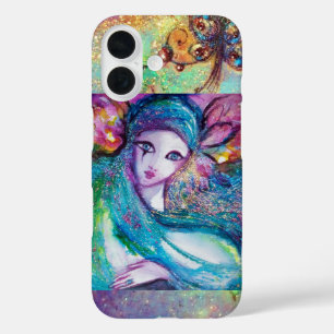 COQUES iPhone 16  MASQUÉRADE VÉNÉTIENNE /MASQUE EN BLEU