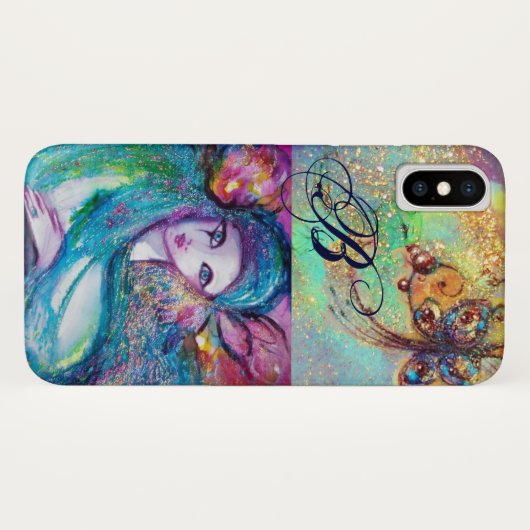 COQUES Case-Mate iPhone MASQUÉRADE VÉNÉTIENNE /MASQUE EN MONOGRADE BLEU (Dos (Horizontal))