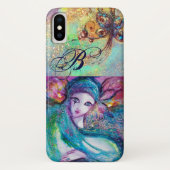 COQUES Case-Mate iPhone MASQUÉRADE VÉNÉTIENNE /MASQUE EN MONOGRADE BLEU (Dos)