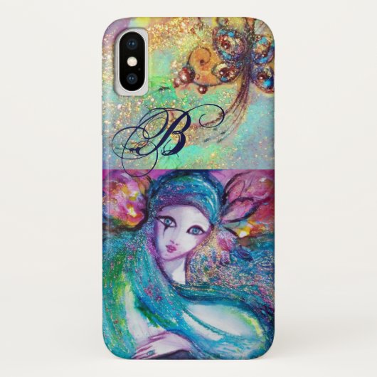 COQUES Case-Mate iPhone MASQUÉRADE VÉNÉTIENNE /MASQUE EN MONOGRADE BLEU (Dos)