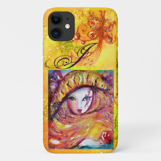COQUES Case-Mate iPhone MASQUÉRADE VÉNÉTIENNE - MASQUE EN MONOGRAM JAUNE (Dos)