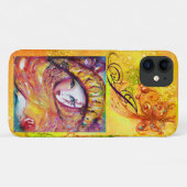 COQUES Case-Mate iPhone MASQUÉRADE VÉNÉTIENNE - MASQUE EN MONOGRAM JAUNE (Dos (Horizontal))