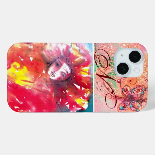 COQUES Case-Mate iPhone MASQUÉRADE VÉNÉTIENNE - MASQUE EN MONOGRAMME ROUGE (Verso (horizontal))