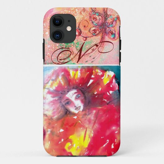 COQUES Case-Mate iPhone MASQUÉRADE VÉNÉTIENNE - MASQUE EN MONOGRAMME ROUGE (Dos)